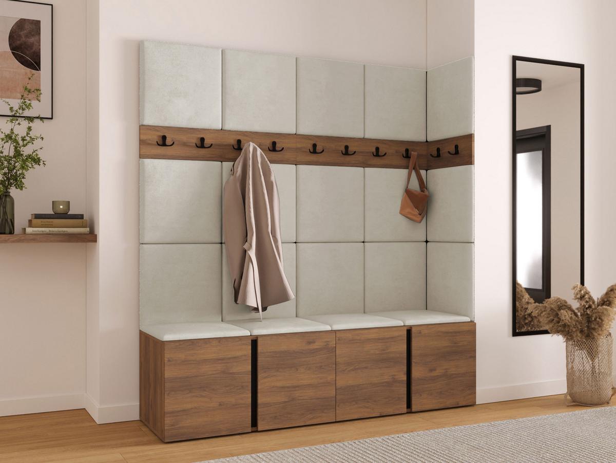 GARDEROBEN-SET Orion II - Beige/Nussbaumfarben, Holzwerkstoff/Kunststoff (168/186/46cm) - MIRJAN24