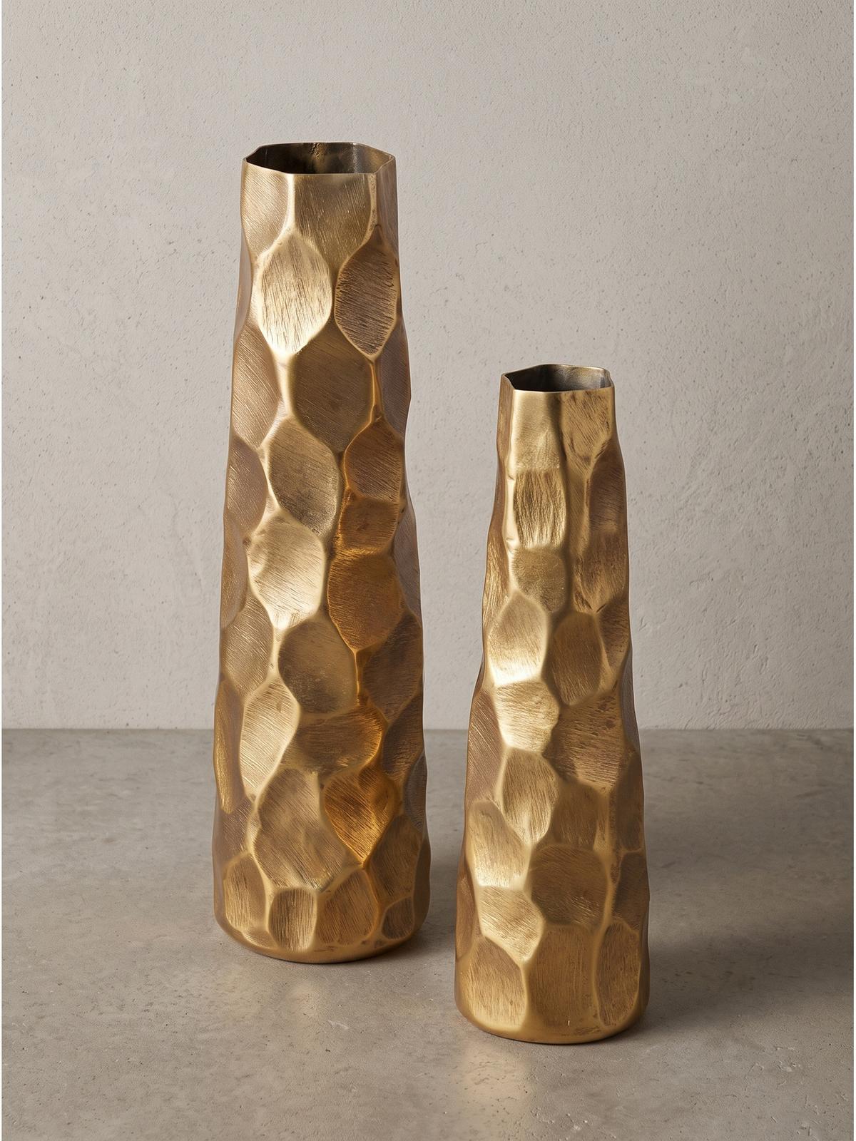 VASEN 2er-Set CASTELSARDO, Aluminium, Gold, Ø 15 x 48,5 cm - Goldfarben, Metall (48.5cm) - KADIMA DESIGN