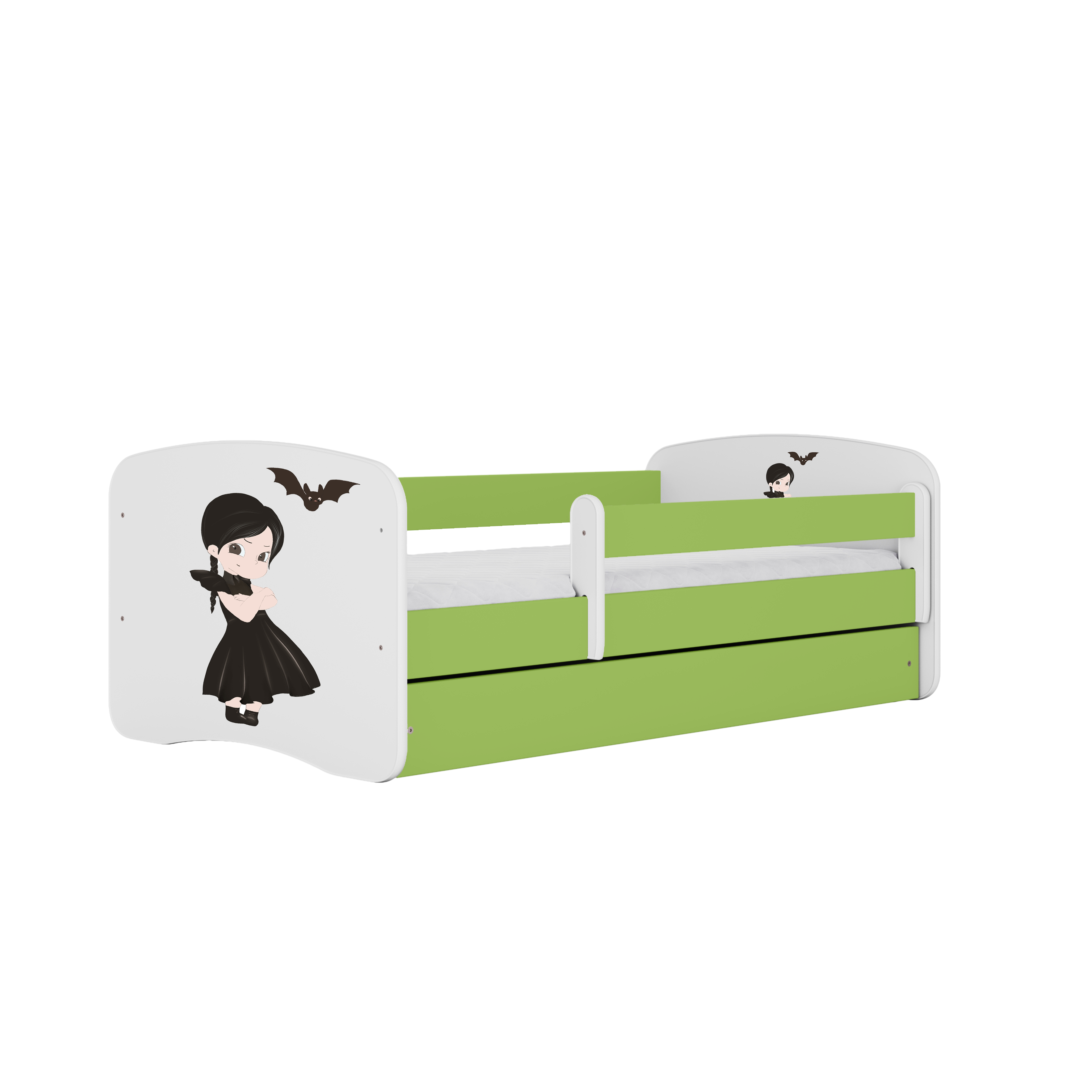 KINDERBETT mit Schublade Mädchen in Schwarz und Matratze 160/80 - Grün, Holzwerkstoff (80/160cm) - RAUMHIRSCH FURNITURE