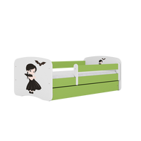 KINDERBETT mit Schublade Mädchen in Schwarz und Matratze 180/80 - Grün, Holzwerkstoff (80/180cm) - RAUMHIRSCH FURNITURE