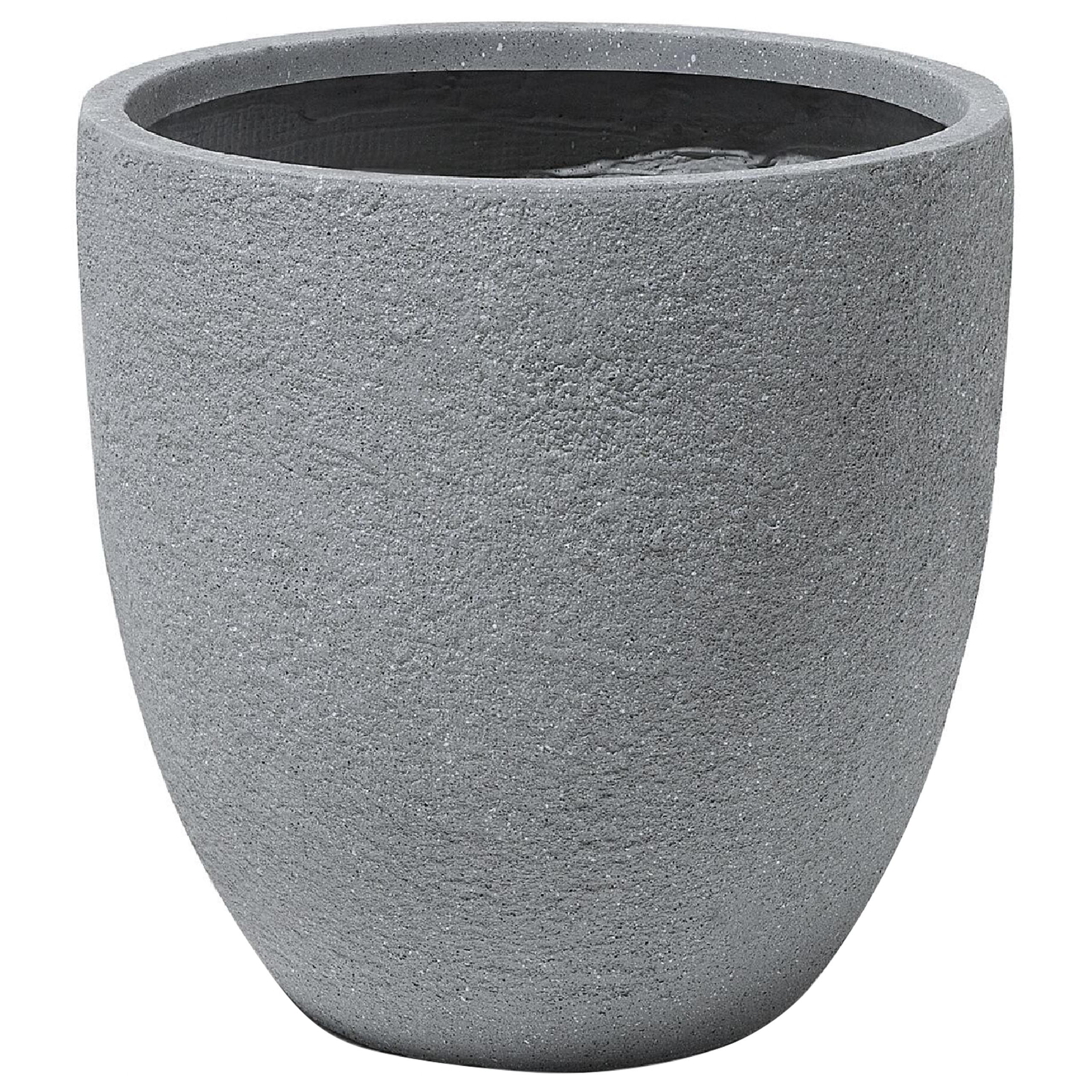 BLUMENTOPF hellgrau rund 46/46/46 cm Kannia - Hellgrau, Naturmaterialien (46cm) - Beliani