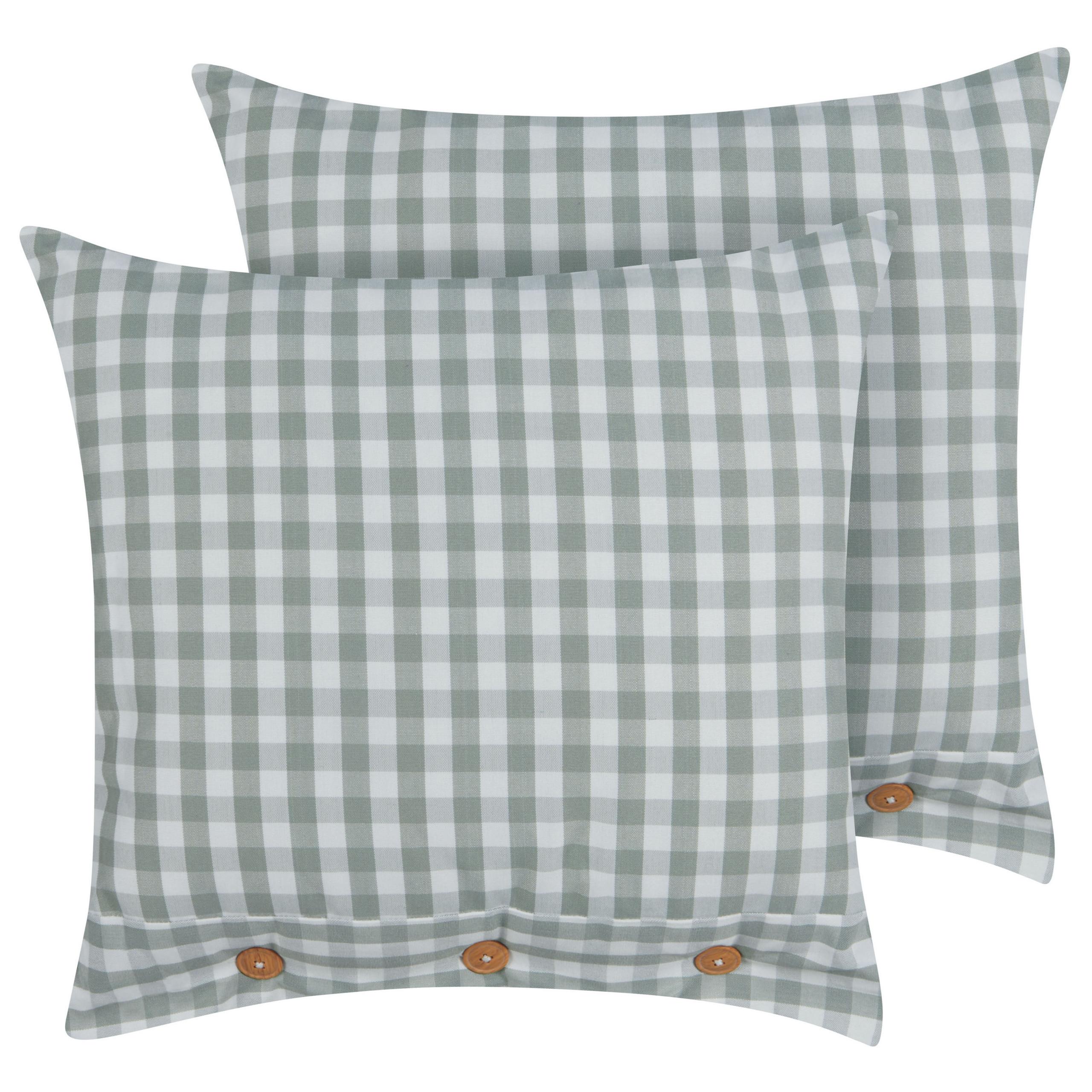 DEKOKISSEN 2er-Set Mintgrün 45/45 cm Talya - Weiß/Braun, Textil (45/45cm) - Beliani