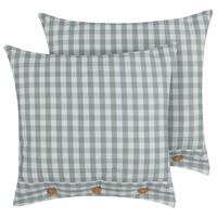 DEKOKISSEN 2er-Set Mintgrün 45/45 cm Talya - Weiß/Braun, Textil (45/45cm) - Beliani
