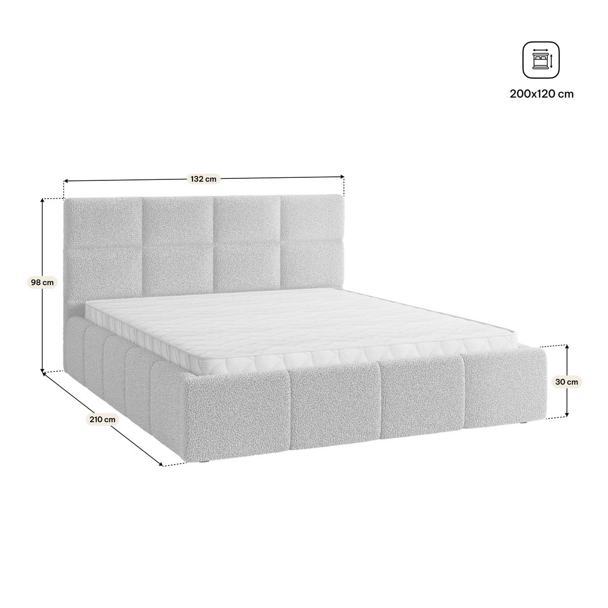 POLSTERBETT COMO Q 120x200 cm mit Bettkästen - Grau - Grau, Holz/Textil - MASSENO