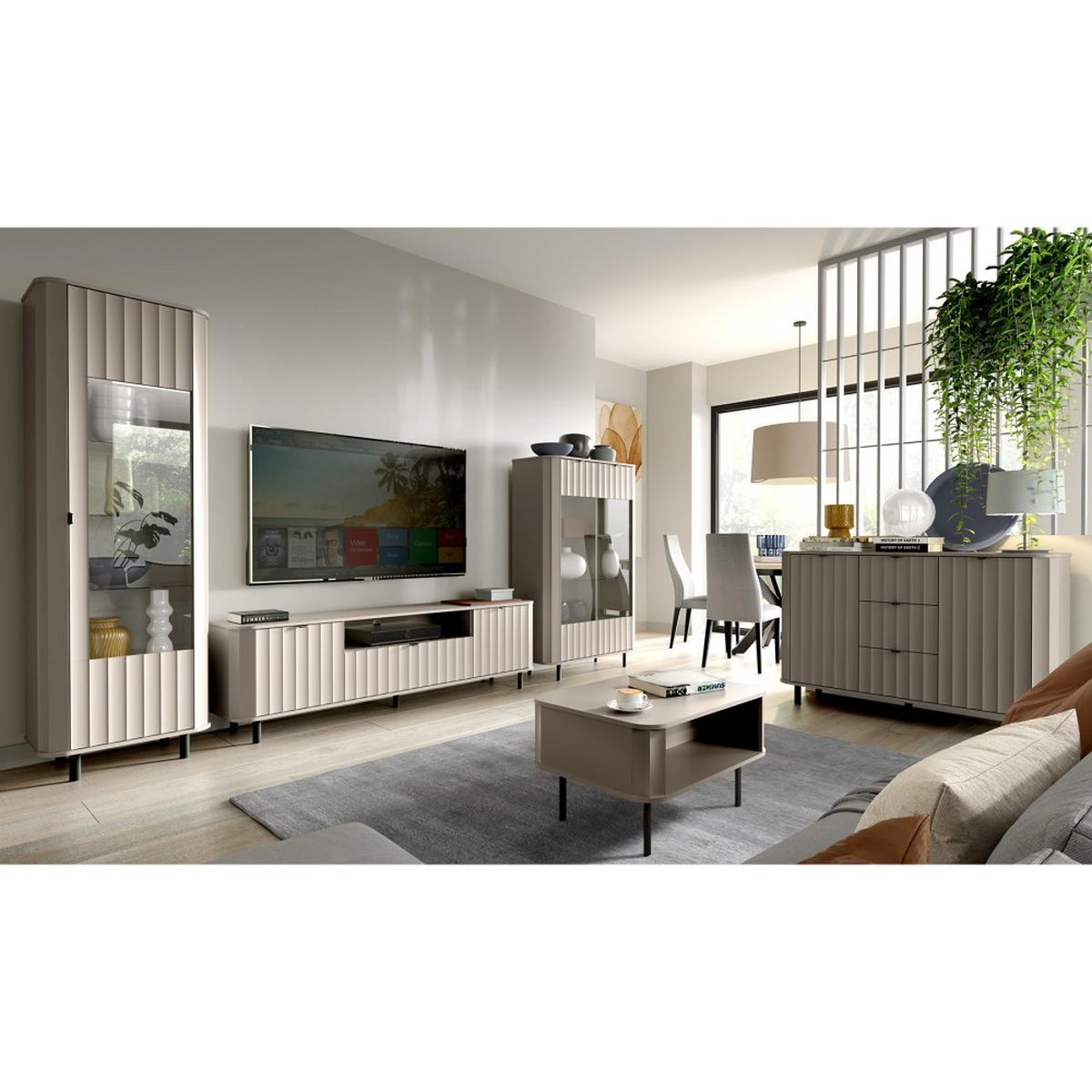 LOWBOARD Nevada mit zwei Schubladen 137 cm Taupe - Taupe/Schwarz, Holzwerkstoff/Metall (137/57/41cm) - Beautysofa