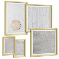 BILDER SET 5er Set - 50x50 cm & 20x30 cm & 40x60 cm Goldrahmen - Leichte Boho-Sandtexturen - Goldfarben, Kunststoff (40/60cm) - TULUP