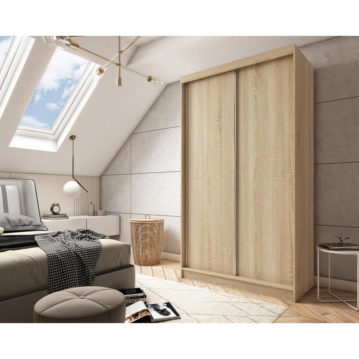 SCHWEBETÜRENSCHRANK Mario II 120/216/61 eiche Sonoma mit Schubladen - Sonoma Eiche, Holzwerkstoff (120/216/61cm) - Beautysofa