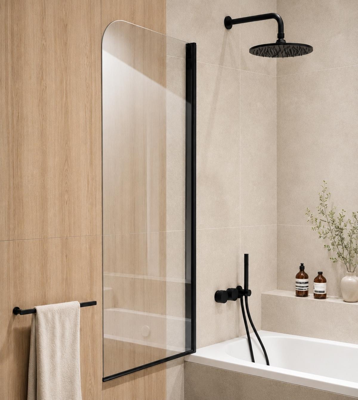 BADEWANNE Torino 1 Teil cm Schwarz - 60 x 140 cm - Schwarz, Glas (60/140cm) - Badplaats