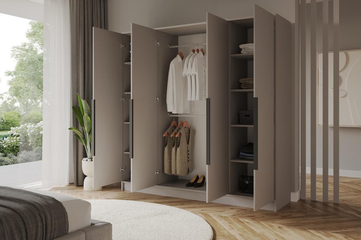 KLEIDERSCHRANK - PORTO - 200 - Kaschmir - Kaschmir/Schwarz, Holzwerkstoff (200/200/51cm) - ALTDECOR