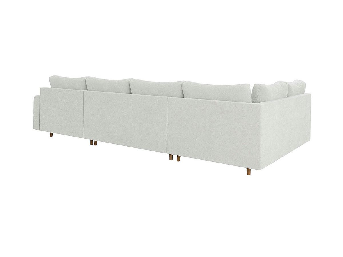 WOHNLANDSCHAFT Henrik Weiß Boucle - Ottomane rechts - Weiß/Braun, Holz/Textil (310/81/161cm) - S-Style Möbel