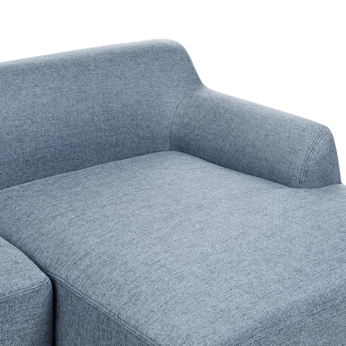 ECKSOFA Stoff Blau linksseitig Sosjo - Blau/Braun, Textil (251/132cm) - Beliani