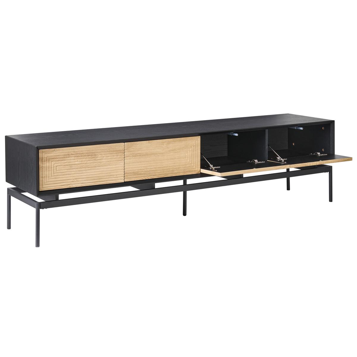 TV-MÖBEL Schwarz/Hellbraun Lancelin - Hellbraun/Schwarz, Holzwerkstoff (180/46/35cm) - Beliani