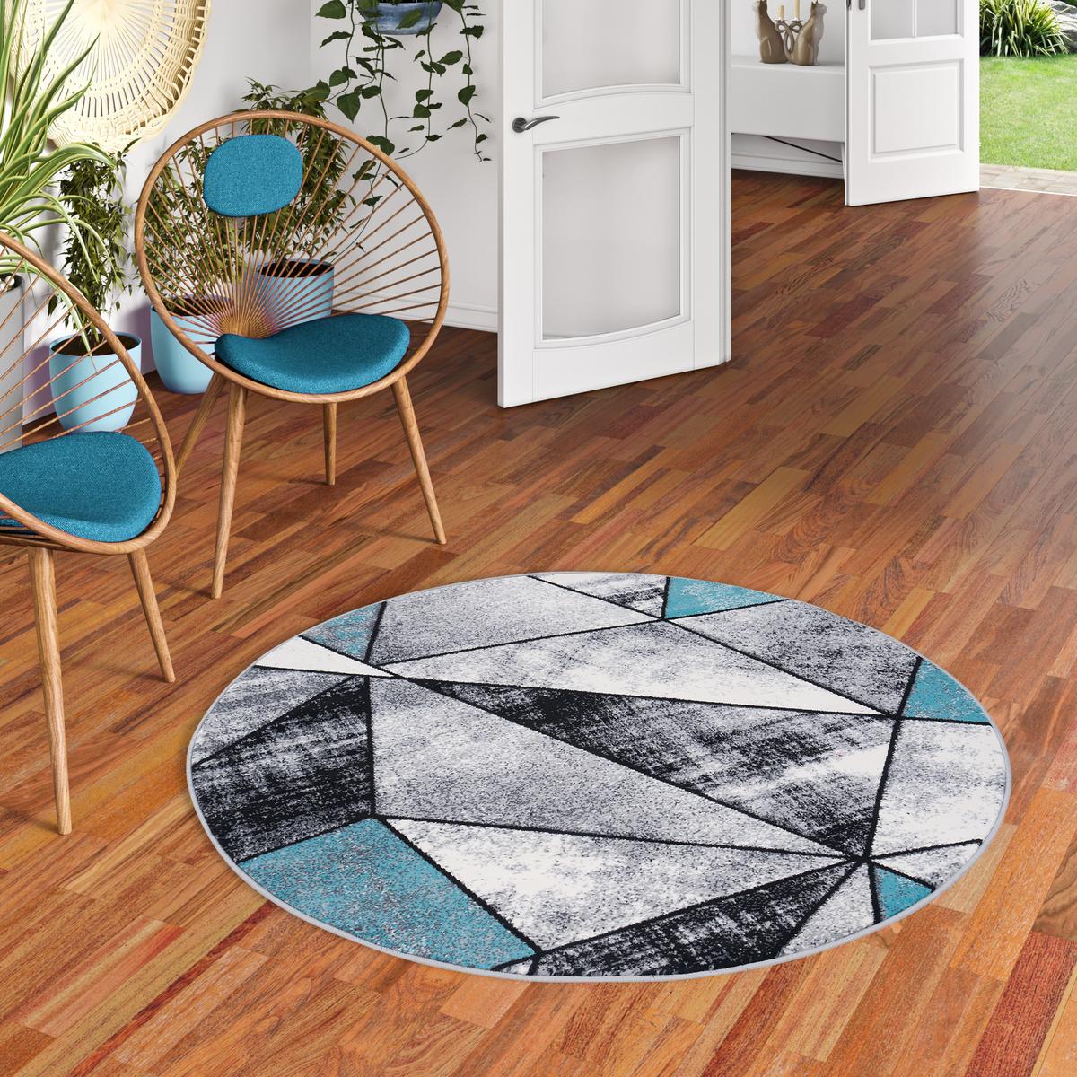 DESIGNER TEPPICH BRILLIANT MAGIC RUND - Blau, Textil (120/120cm) - Pergamon