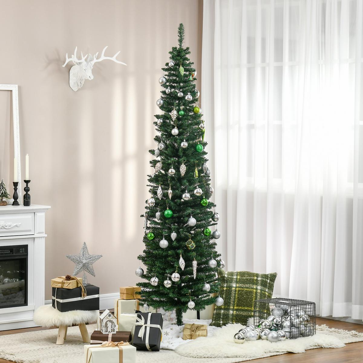 WEIHNACHTSBAUM 499 Spitzen Tannenbaum mit Kunststoffständer Grün - Grün, Kunststoff (210cm) - HOMCOM