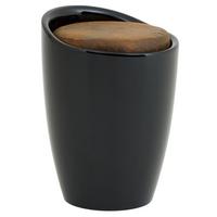 SITZHOCKER DANIEL schwarz/Vintage - Dunkelbraun/Schwarz, Kunststoff/Textil (35/50/35cm) - IDIMEX