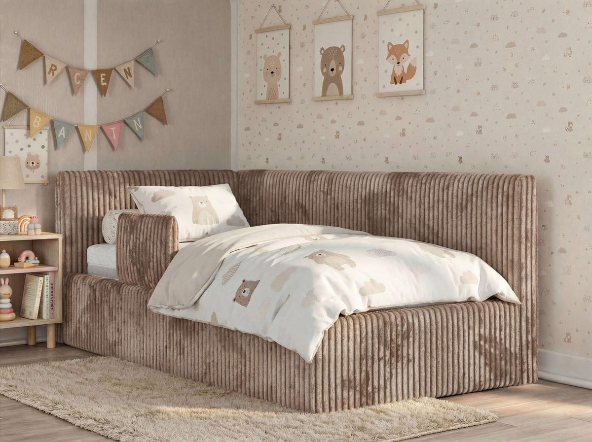 POLSTERBETT TILVO ALTA 90/200 - Braun Cord - Ohne Matratze - Links - Braun, Textil (90/200cm) - MKS