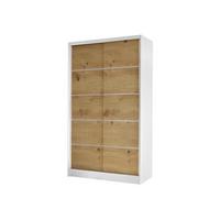 SCHWEBETÜRENSCHRANK Diego IV - Weiß/Eiche Artisan, Holzwerkstoff/Metall (100/200/58cm) - MIRJAN24
