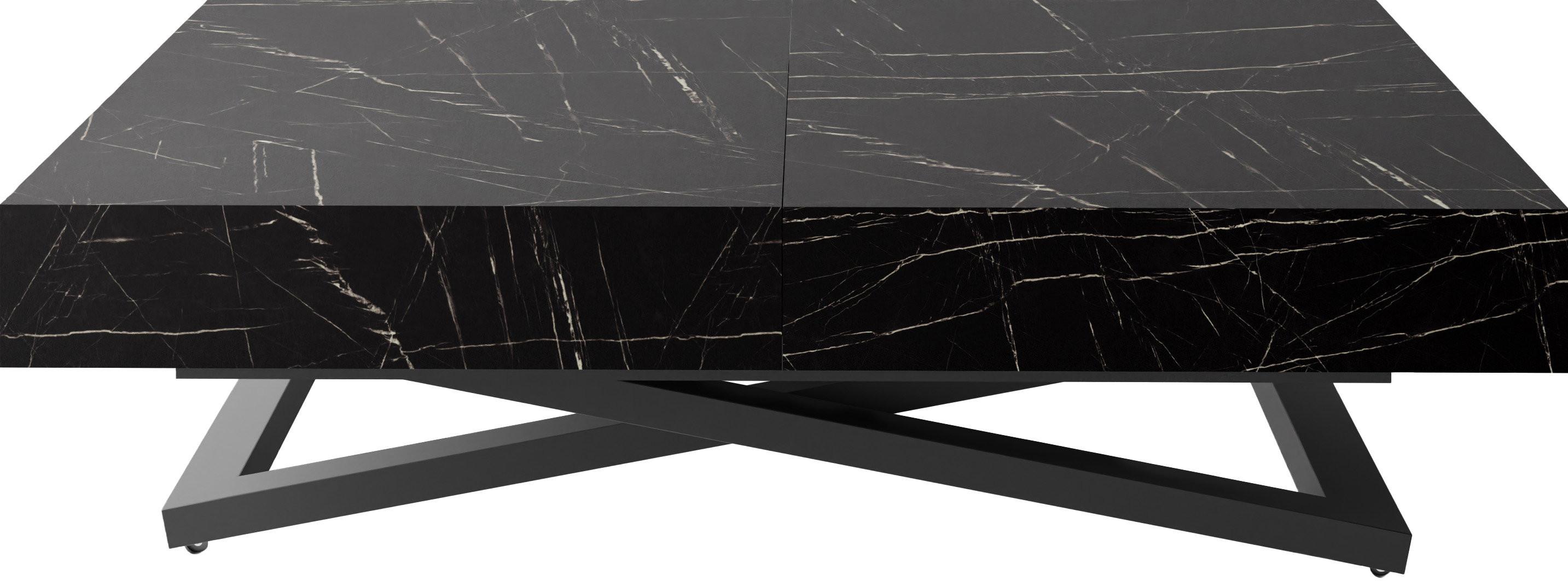 COUCHTISCH Cavetta U höhenverstellbar ausziehbar, Marmor Schwarz 120-200/80/27-76 cm - Anthrazit/Schwarz, Holzwerkstoff/Metall (80/200/76cm) - WFL GROUP