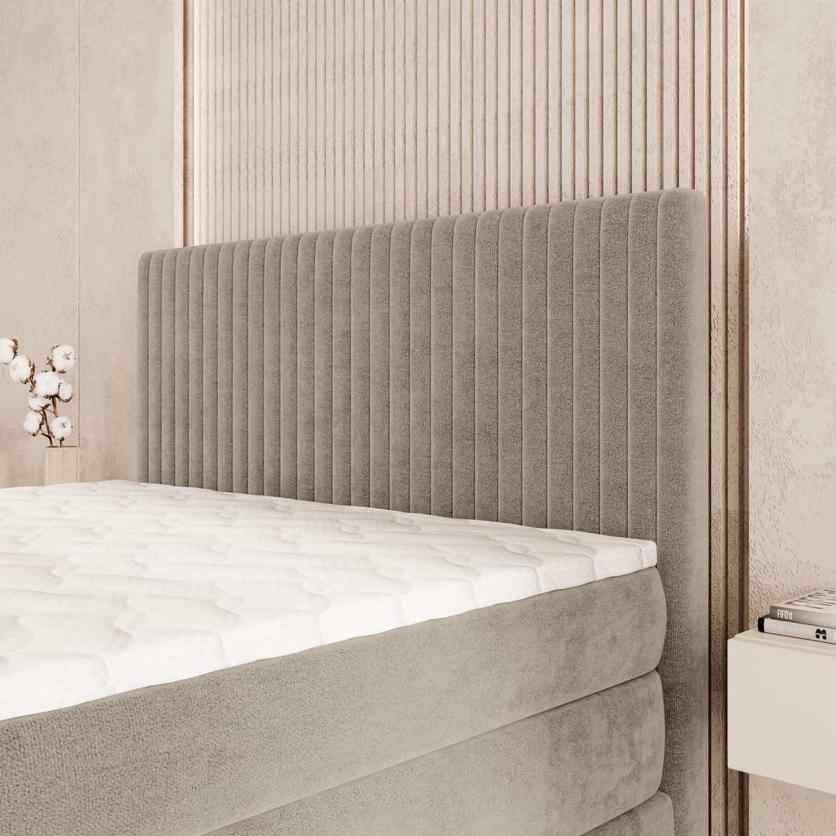 BOXSPRINGBETT FELBIO 160x200 cm mit Matratze und Topper - Beige - Beige, Holz (160/200cm) - MASSENO