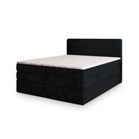 BOXSPRINGBETT LUNERA 200x200 cm mit Matratze und Topper, H2+H3 - Schwarz - Schwarz, Holz (200/200cm) - MASSENO