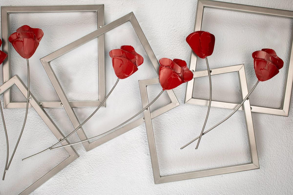 WANDDEKO Rot 97/50 cm - Rot, Metall (1.7/50/5cm) - KUNSTLOFT