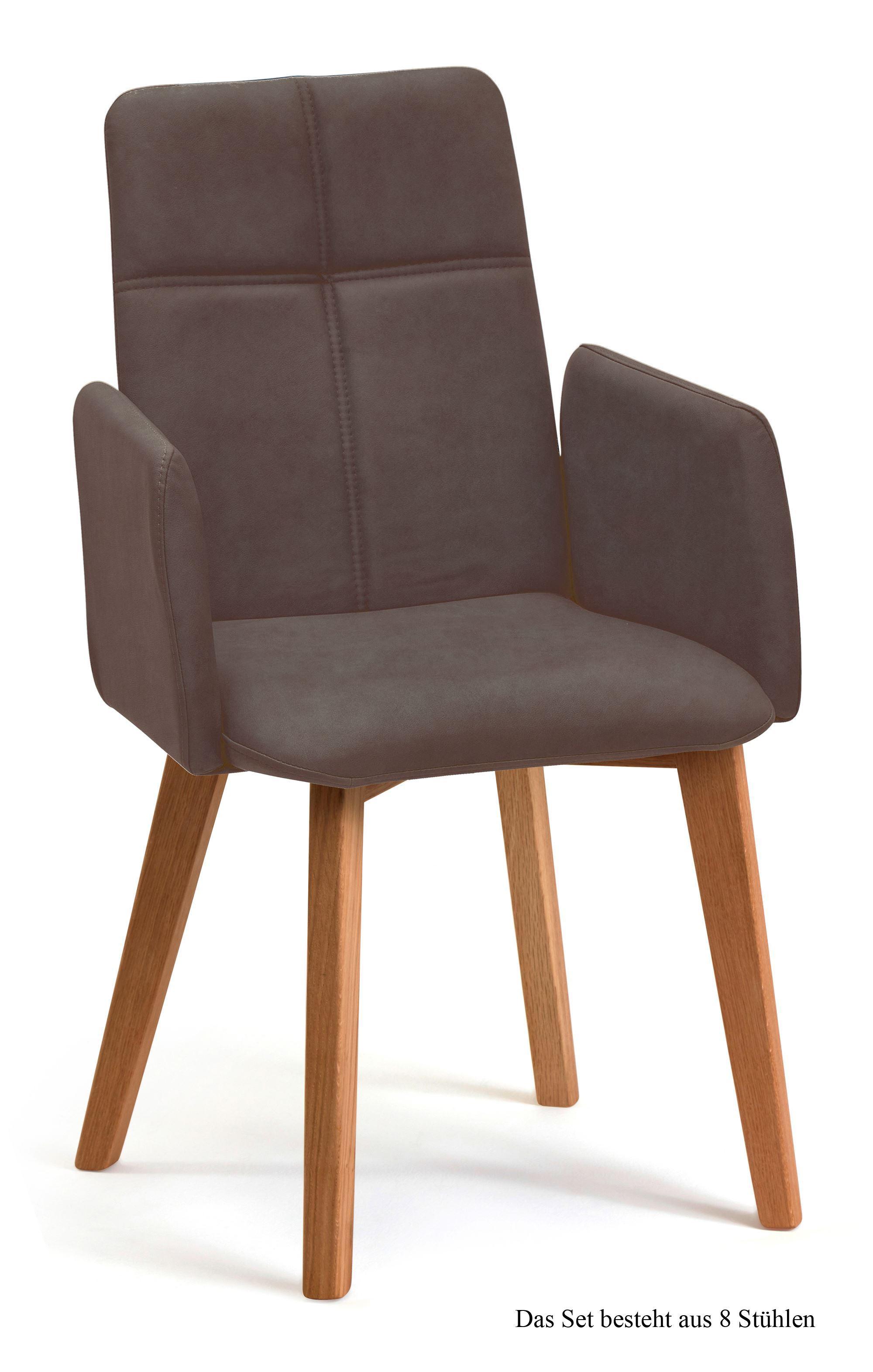 ARMLEHNSTUHL (8er-Set) Dardana 52x92x60 Eiche geölt/Braun - Eichefarben/Braun, Kunststoff (60/92/52cm) - 58aufmkessel