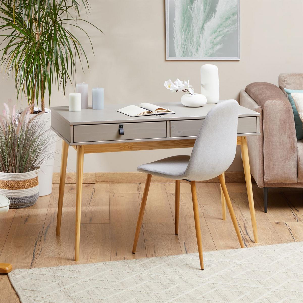 SCHREIBTISCH WANDA grau/natur - Naturfarben/Grau, Holz (50/110/76cm) - IDIMEX