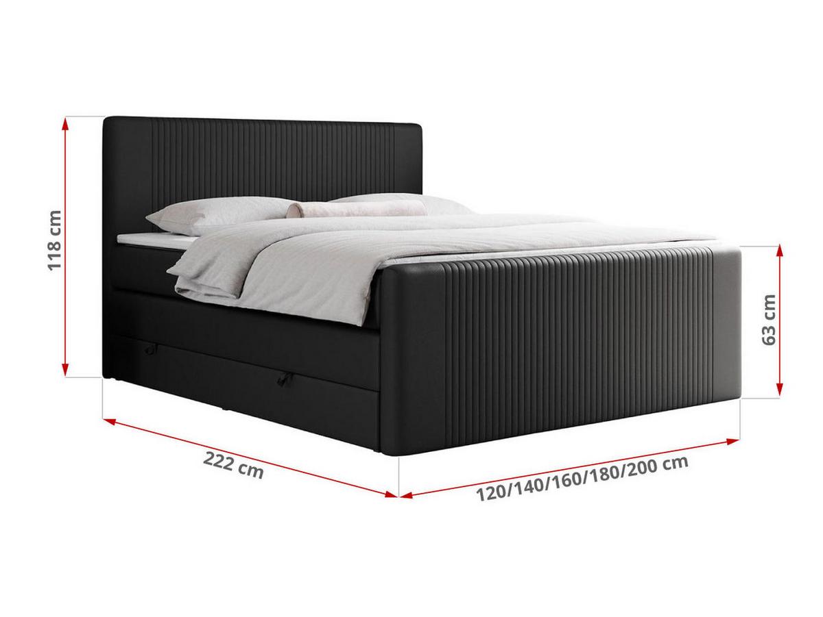 BOXSPRINGBETT KING DOREN 160/200 Schwarz Kunstleder - H3 - Schwarz, Holz/Textil (160/200cm) - MKS