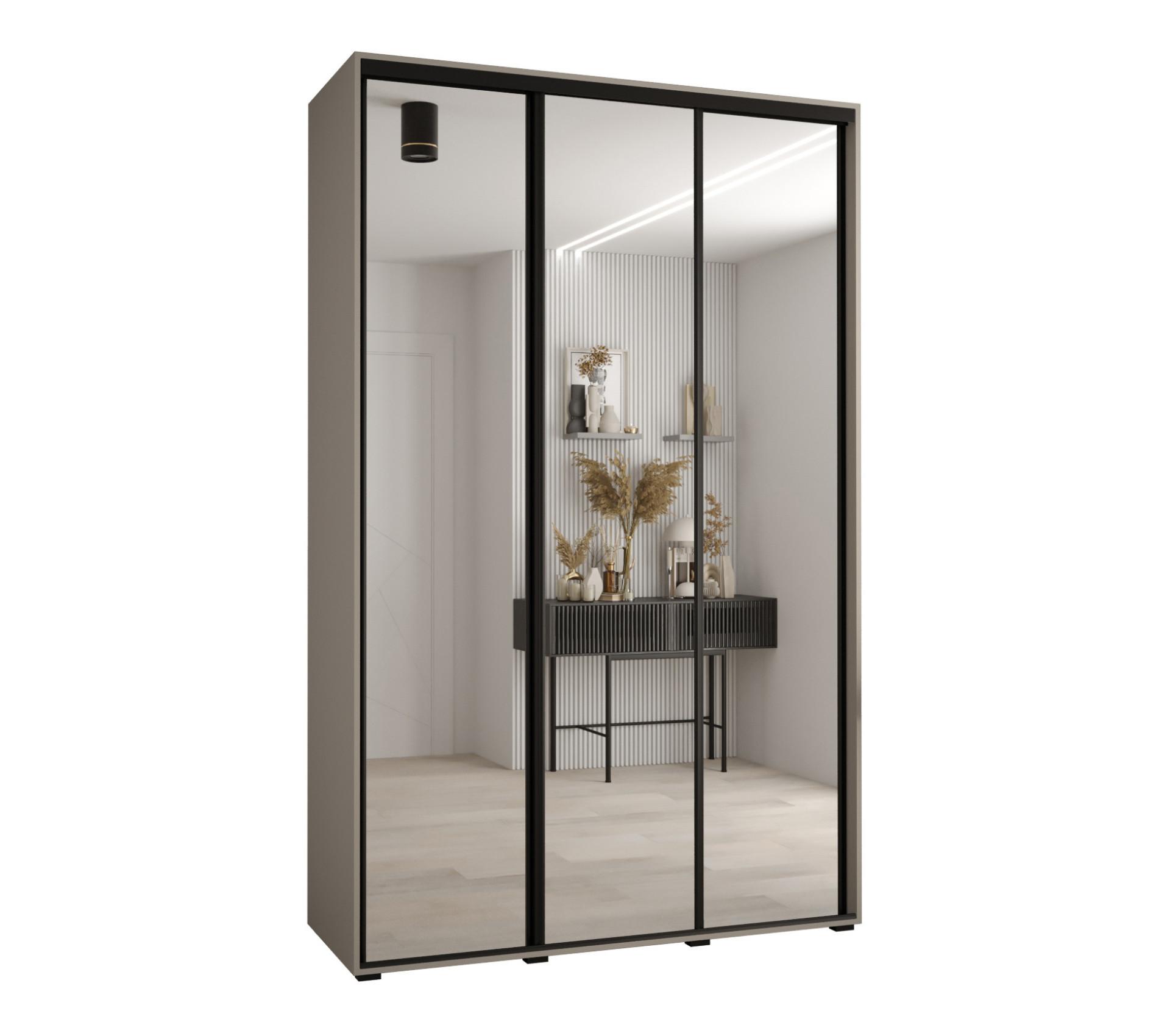 SCHWEBETÜRENSCHRANK 235,2/160/45 3-türig - Kaschmir/Schwarz, Holz/Metall (160/235.2/45cm) - MÖBEL KRYSPOL