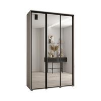 SCHWEBETÜRENSCHRANK 235,2/160/60 3-türig - Kaschmir/Schwarz, Holz/Metall (160/235.2/60cm) - MÖBEL KRYSPOL