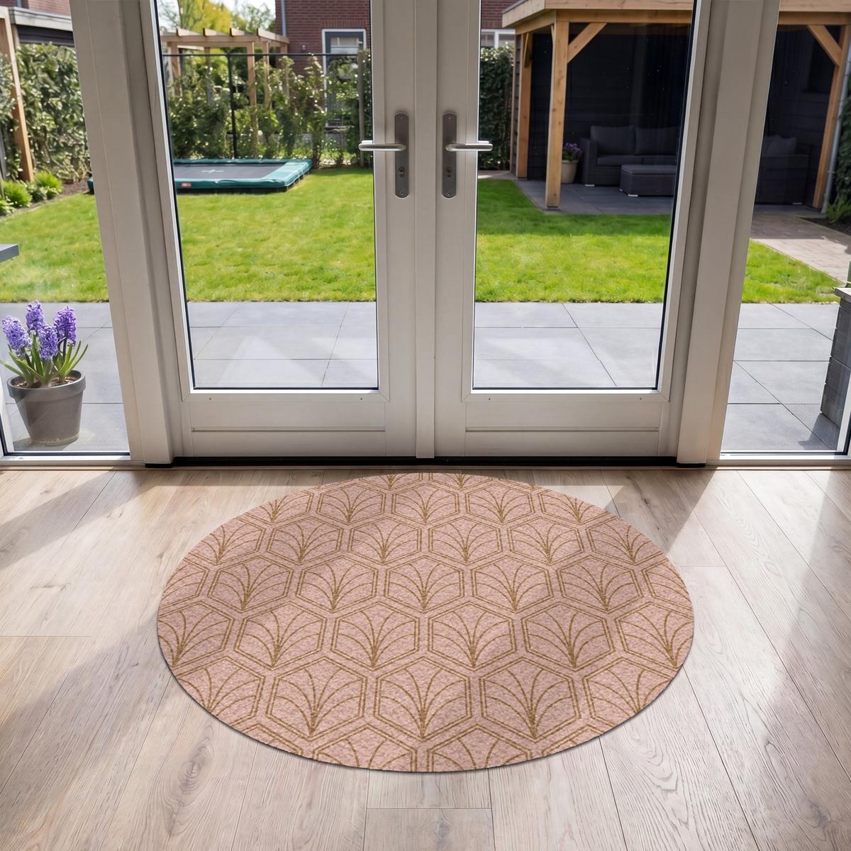 FUSSMATTE Lachsrosa - Muster - Geometrisch Schmutzfangmatte 120x120 cm - Altrosa, Kunststoff (120/0.4cm) - MuchoWow