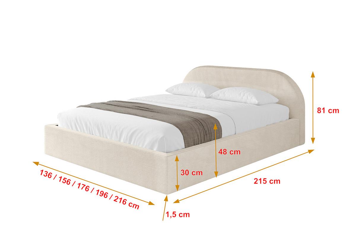 POLSTERBETT mit Bettkasten und Lattenrost, Boxbett ohne Matratze - TIVON-V1 180x200 Beige - Creme, Holzwerkstoff/Textil (180/200cm) - ALTDECOR
