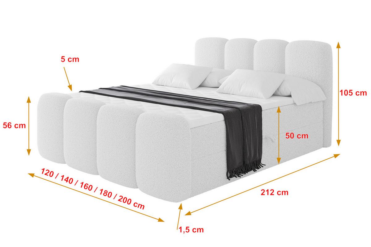 BOXBETT mit Matratze H4 und Lattenrost - NINA-Z - 180x200 cm Quelle - Weiß - Weiß, Holzwerkstoff (180/200cm) - ALTDECOR