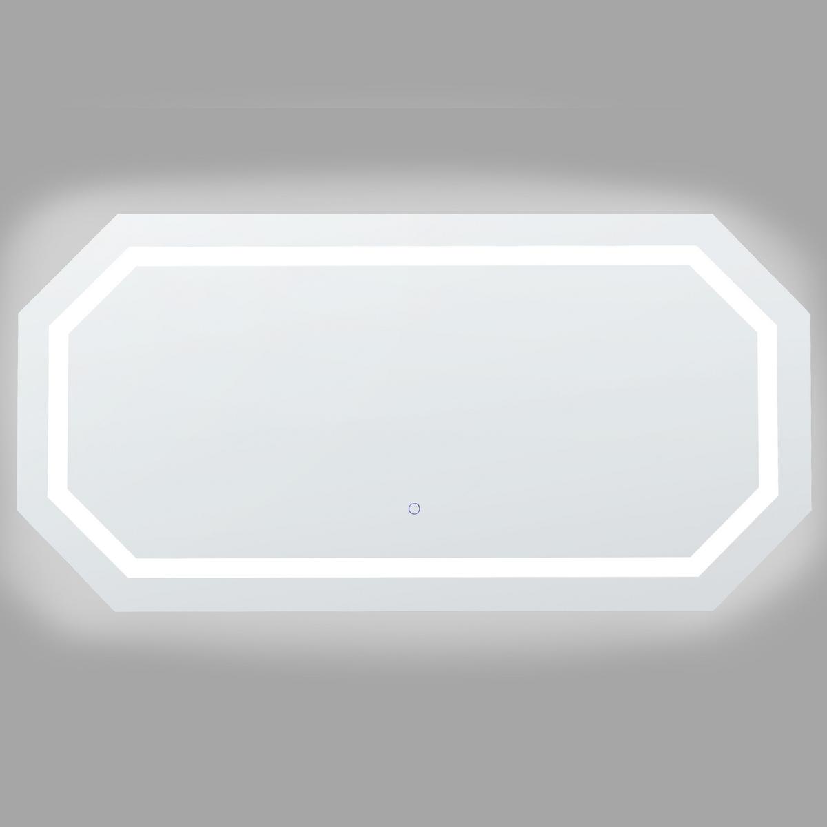 BADSPIEGEL mit LED-Beleuchtung achteckig 120/60 cm Locmariaquer - Silberfarben, Glas (120/60/4cm) - Beliani