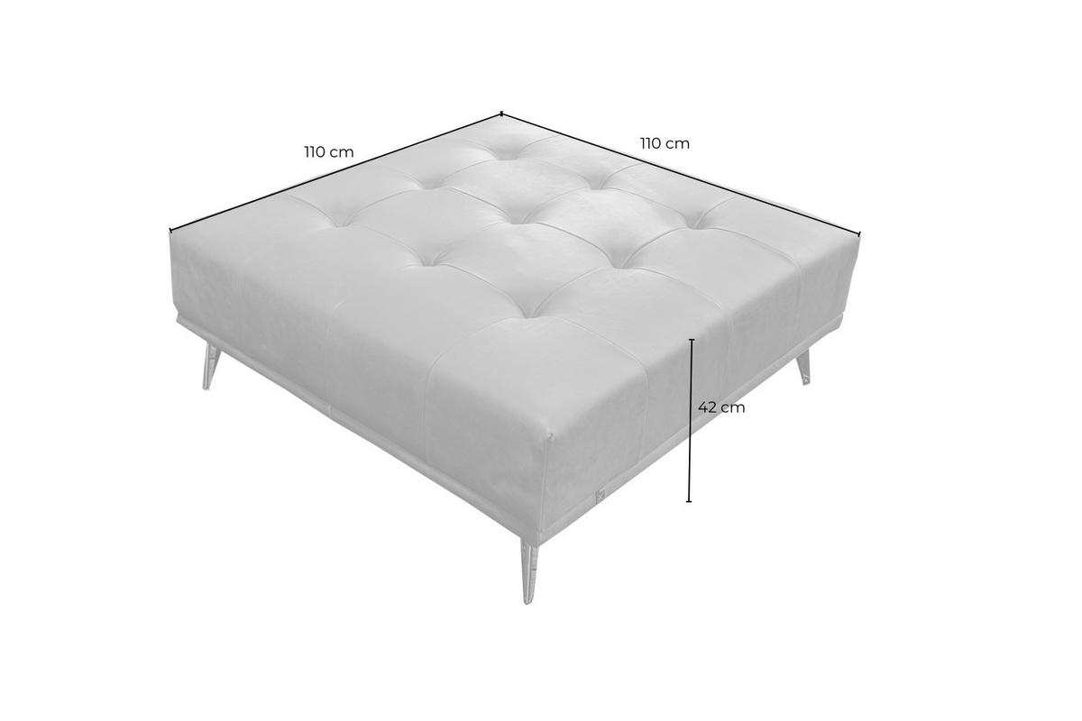 HOCKER WIOLO Beige Leder - Beige/Silberfarben, Leder/Metall (110/42/110cm) - KAWOLA
