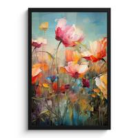POSTER MIT RAHMEN Blumen - Aquarell - Kunst - Botanisch - Natur Bilder mit Rahmen 40x60 cm - Orange, Papier (40/60cm) - MuchoWow