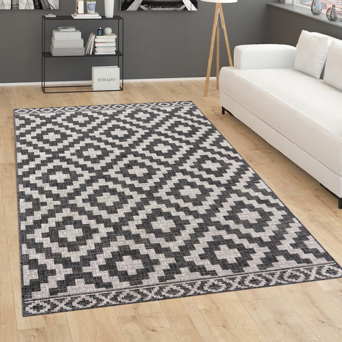 FLACHWEBTEPPICH, mit Rautenmuster, aus Polypropylen, Grau, 160 x 220 cm - Grau, Textil (220/160cm) - KADIMA DESIGN
