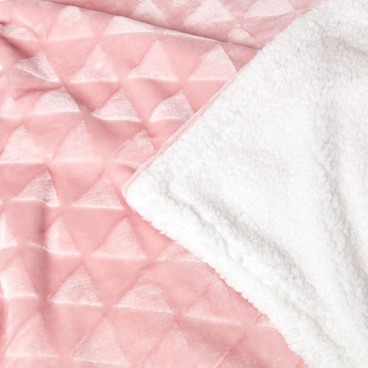 KUSCHELDECKE Sherpa 160/200 cm, Samtdecke mit Dreieckmuster - Rosa, Textil (160/200cm) - Homescapes