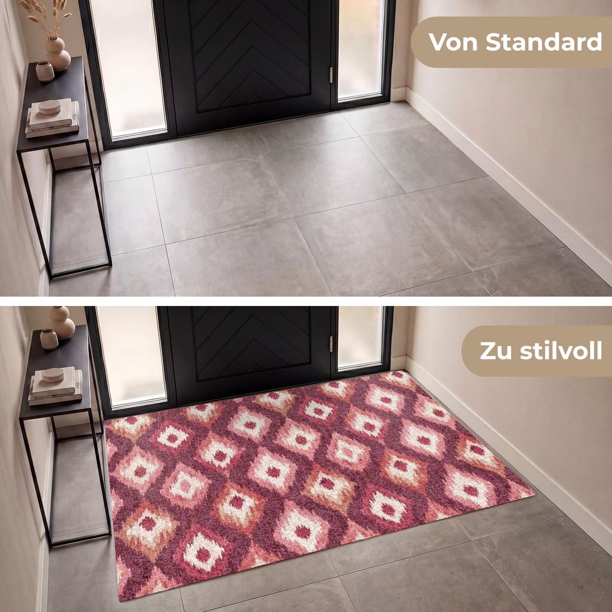 FUSSMATTE Diamantformen - Rosa - Muster - Textur Flurteppich 180x120 cm - Beere, Kunststoff (180/0.4cm) - MuchoWow