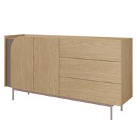 KOMMODE Camel mit 2 Türen und 3 Schubladen, geriffeltem Detail, 170 cm, Frühlingseiche + Toffee - Eichefarben, Holzwerkstoff/Metall (172/90/42cm) - Beautysofa