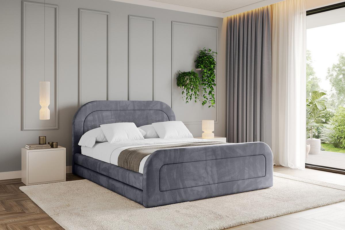 POLSTERBETT mit Bettkasten, Fußteil und Lattenrost, Boxbett ohne Matratze - LERIS-Z 180x200 Dunkelgrau - Dunkelgrau, Holzwerkstoff/Textil (180/200cm) - ALTDECOR