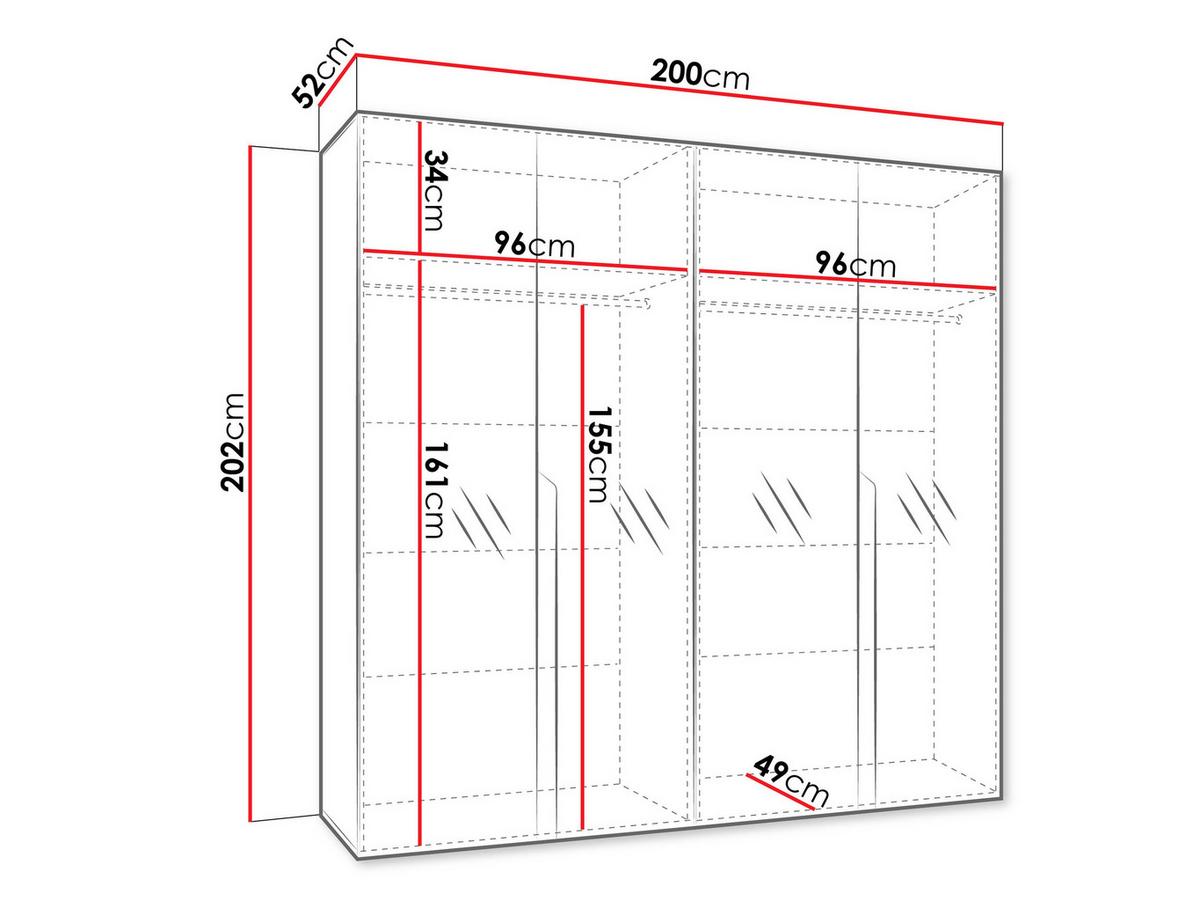 DREHTÜRENSCHRANK Mila III 200 - Nussbaumfarben/Schwarz, Holzwerkstoff/Kunststoff (200/202/52cm) - MIRJAN24