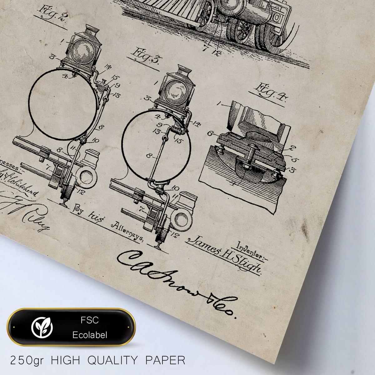 POSTER Set Mit 6 Plakaten Mit Zug Patenten Im Vintage Stil A3 & A4 Schwarzer Rahmen - Schwarz, Papier (29/3cm) - Nacnic