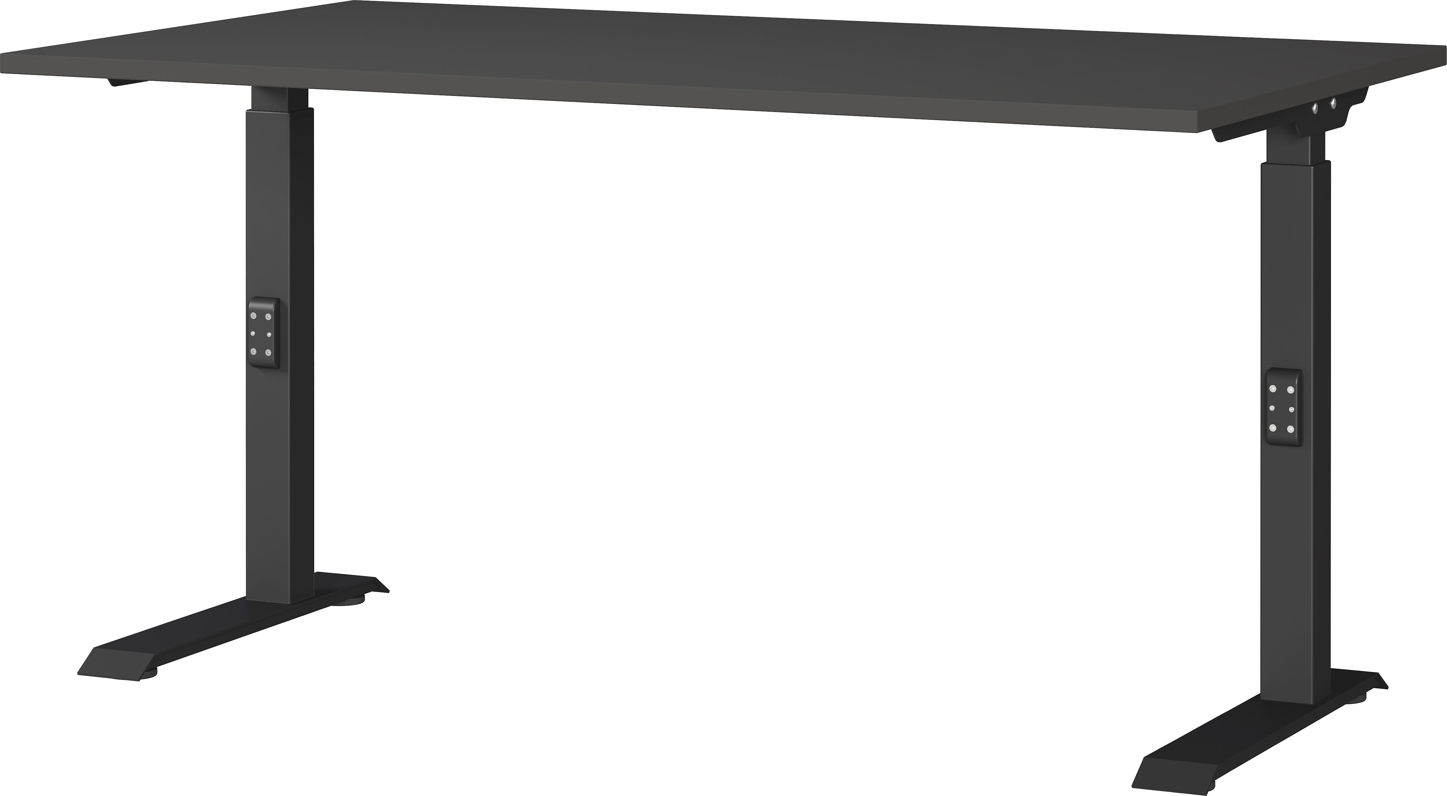 SCHREIBTISCH höheneinstellbar "Stuttgart" 68-91cm Graphit 140x80cm, C-Fuß - Schwarz, Holzwerkstoff/Metall (80/140/91cm) - KADIMA DESIGN