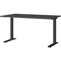 SCHREIBTISCH höheneinstellbar "Stuttgart" 68-91cm Graphit 140x80cm, C-Fuß - Schwarz, Holzwerkstoff/Metall (80/140/91cm) - KADIMA DESIGN