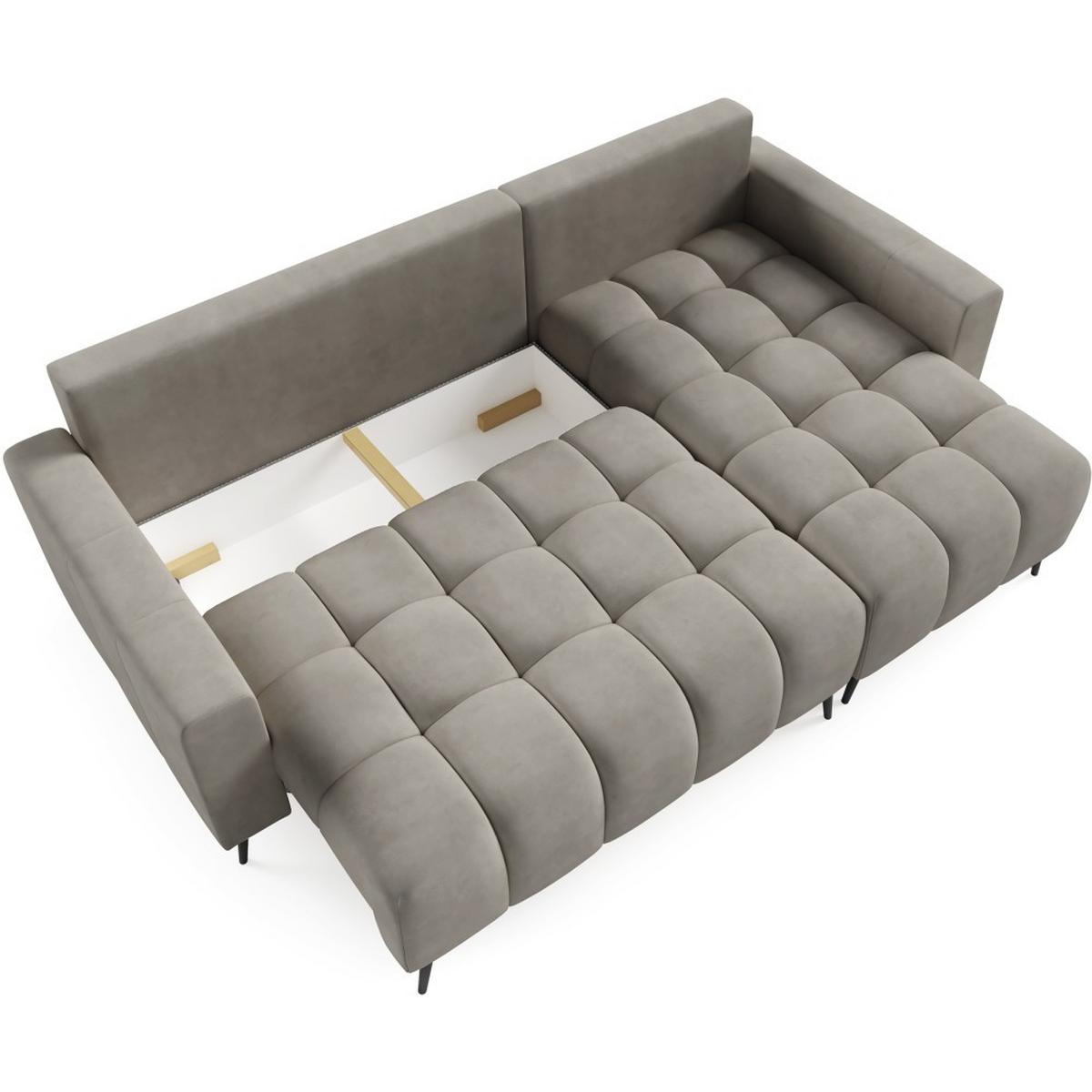 ECKSCHLAFSOFA Denver im Veloursstoff, Dunkelbeige - Greige/Schwarz, Textil (232/148cm) - Beautysofa