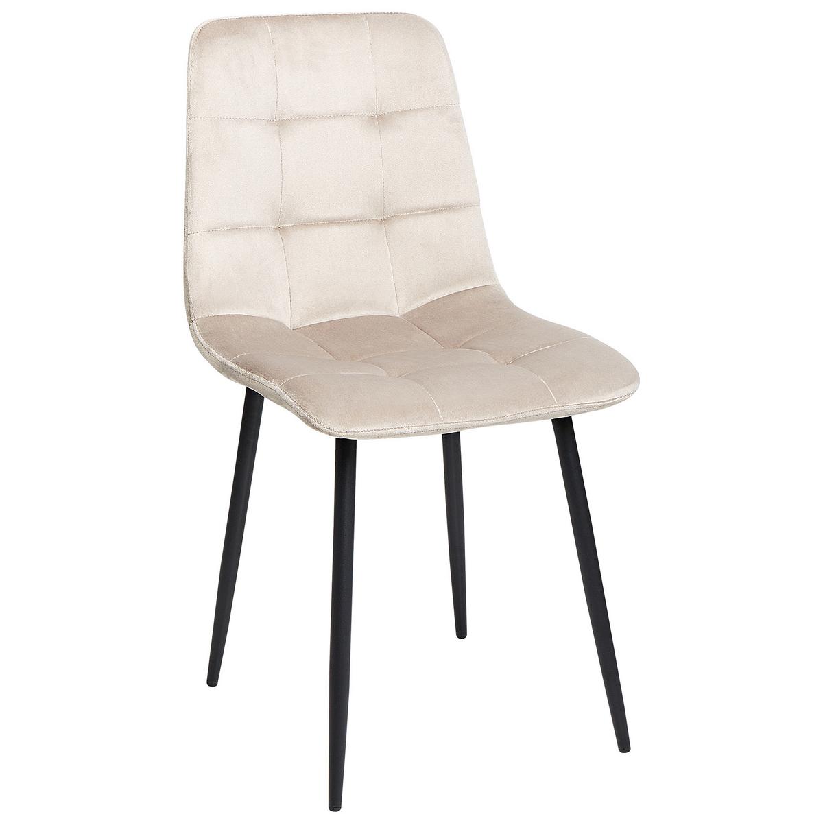 ESSZIMMERSTUHL 4er-Set Samtstoff Taupe Powell - Beige/Schwarz, Textil (40/88/62cm) - Beliani