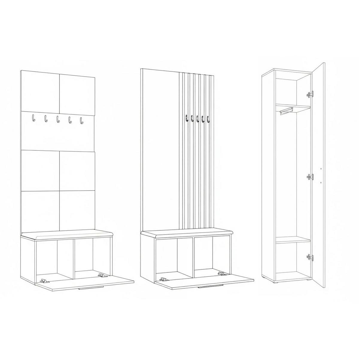 GARDEROBENSCHRANK MODULO 201,2/204/40 cm Modern Garderobe-Set Eiche Artisan - Schwarz/Eiche Artisan, Holzwerkstoff (201.2/204/40cm) - MASSENO