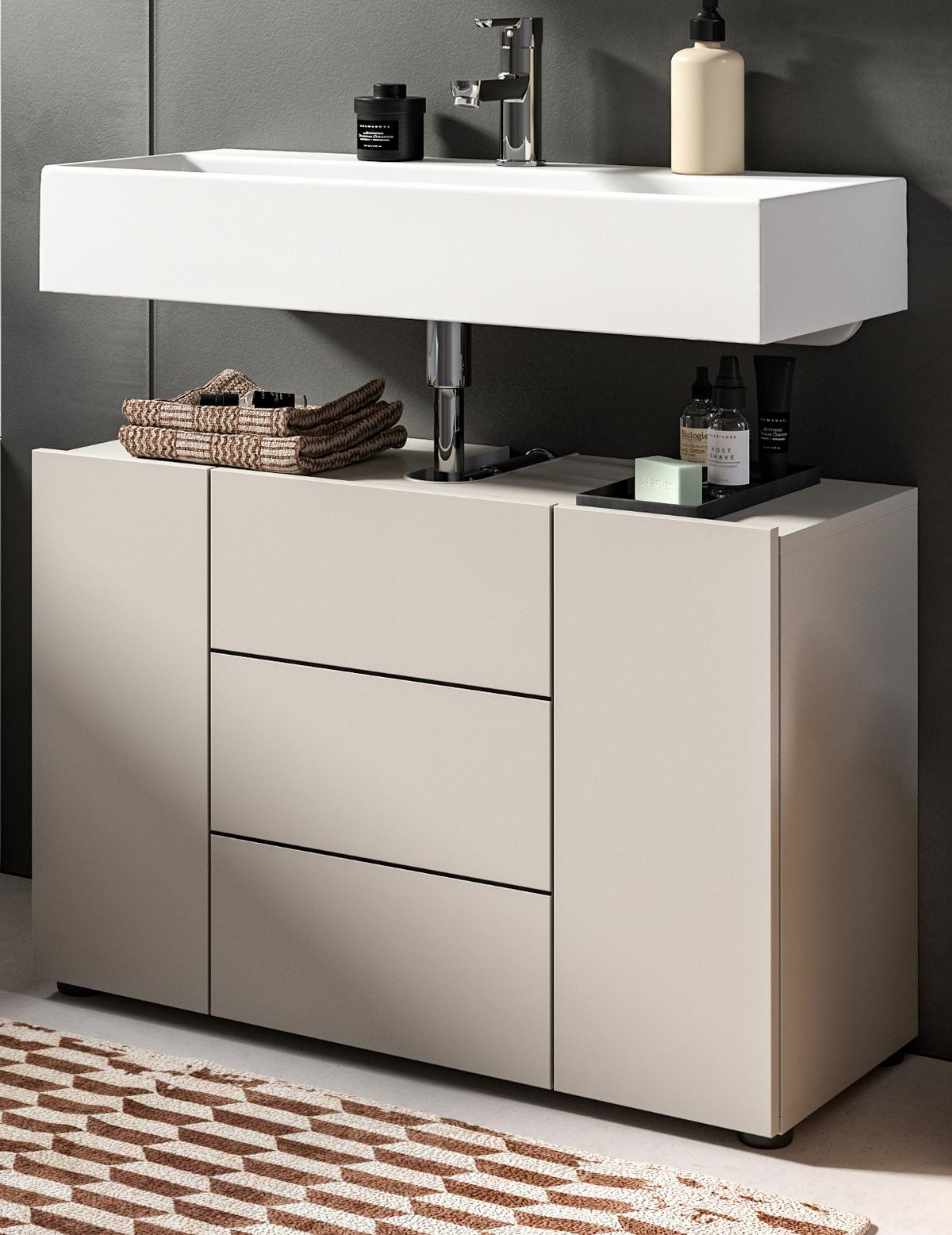 WASCHBECKENUNTERSCHRANK Kaschmir, Badezimmer Unterschrank Breite 80 cm - Kaschmir/Schwarz, Holzwerkstoff/Kunststoff (82/56/34cm) - Inn.Furn