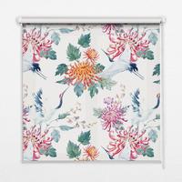 INNENROLLO - Fensterrollo - Rollo - 110x140 cm - Reiher und Blume - Grün, Kunststoff (110/140/0.5cm) - TULUP